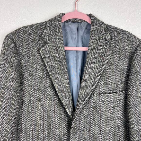 Harris Tweed Gray Herringbone Wool Blazer Sport Coat by Mawest Size Approx 40R - Picture 3 of 12
